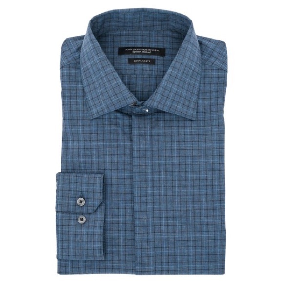 NWT John Varvatos Star USA Trim Fit Plaid Dress Shirt - Picture 2 of 16